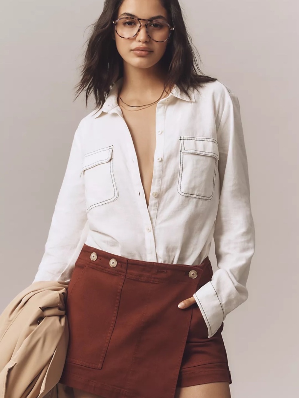 Anthropologie Kit High-Rise Utility Skort by Pilcro, Dark Brick, 28 - Picture 3 of 17